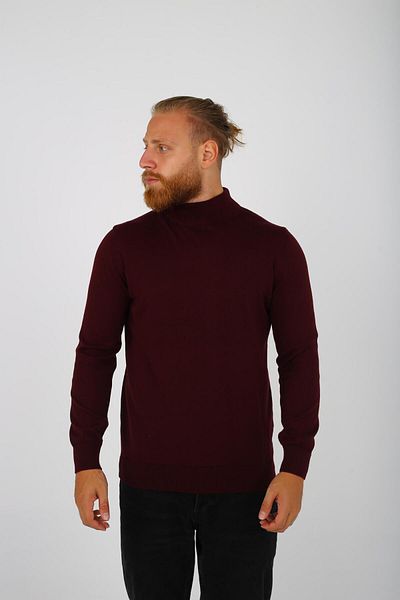 Brango Half Fisherman Knitwear Claret Red