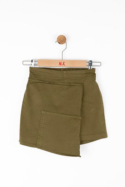 nk kids Asymmetrical Cut Army Girl's Shorts Skirt with Elastic Waist