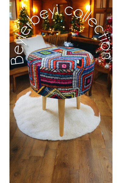 BEYLERBEYİ Coco Puf, düz kumaş,3 Ayak,oturma Odası, Makyaj Masası Pufu