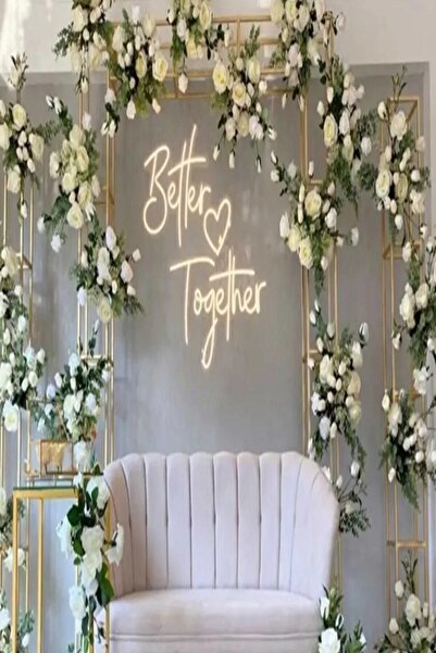 Extremmotif Better Together Kalpli 57x57cm Neon Tabela Söz Nişan Organizasyon