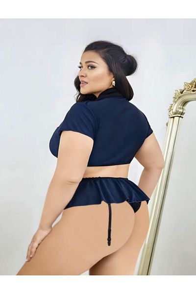 Bleu Petite Дамски фентъзи костюм на полицайка с големи размери