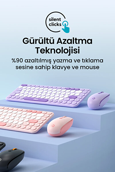 Daxi MK350 Creator Pro Combo Sessiz 3 Kanallı Bluetooth + 2.4G Wireless Türkçe Q Klavye Mouse Seti