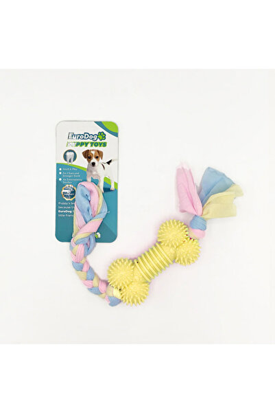 Eurodog لعبة خدش أسنان على شكل عظمة صفراء من Puppy Toys