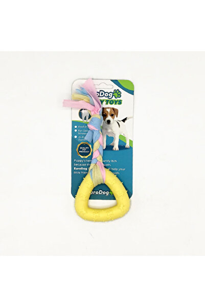 Eurodog لعبة خدش الأسنان المثلثة الصفراء من Puppy Toys