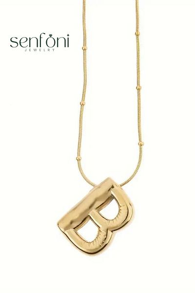 senfonijewelry Balloon Letter Steel Necklace Letter B