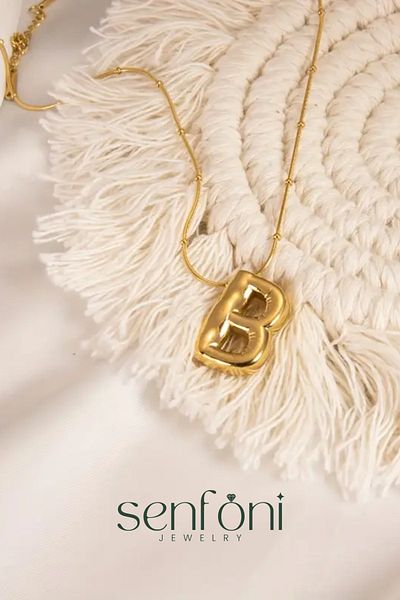 senfonijewelry Balloon Letter Steel Necklace Letter B