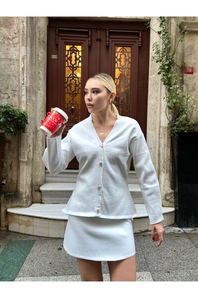 novalook SET FUSTĂ CU NASTURI LA TALIE ȘI CARDIGAN