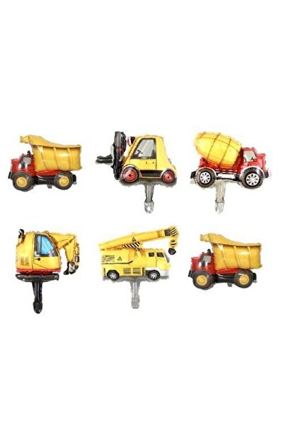 Parti Dükkanım طقم بالونات فويل لمركبات البناء (35 سم) 6 قطع