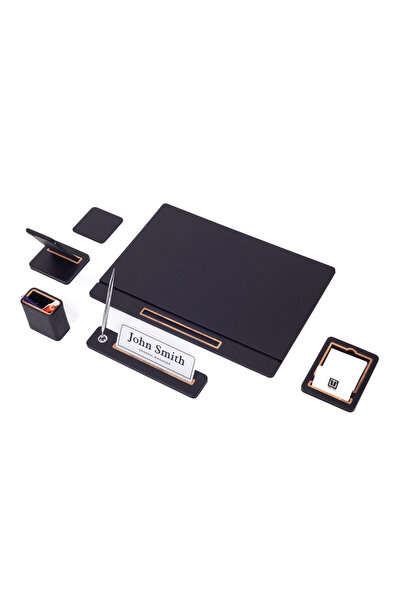 Turgut Office Lincoln Leather Desk Mat Set 6 Piece Covered Model