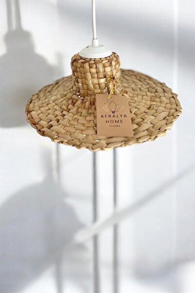 afralya home Hasır Bambu Rattan Avize 30cm İskandinav Bohem Rustik Avize Sarkıt-Salon Yatak Odası(duy Dahil )