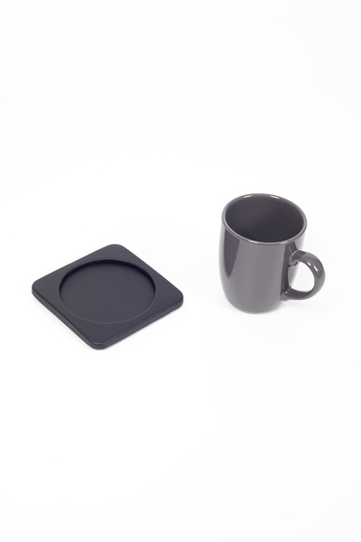 Turgut Office Luxury Leather Coaster Plain Black