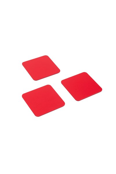 Turgut Office Red Leather Coaster Square 3 Pieces