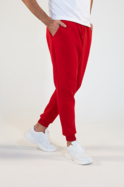 TEVOOY Unisex Şardonlu, İçi Tüylü, Ribanalı Paça ve Yandan Cepli 3 İplik örme Jagger Eşofman Altı