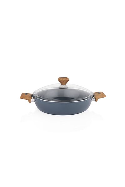Schafer Fiesta Ceramic Flat Pot 30 Cm-Black