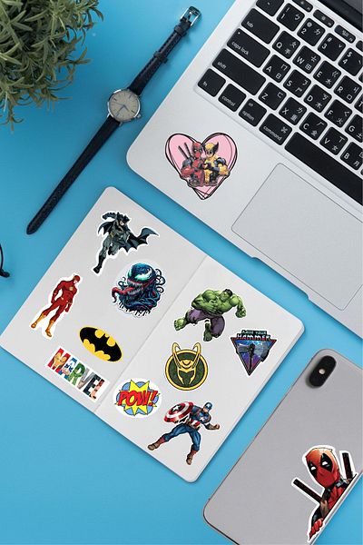 Piksel Grafik Marvel Sticker 40-Piece Notebook Water Bowl Laptop Notebook Tablet Phone Case Sticker Set
