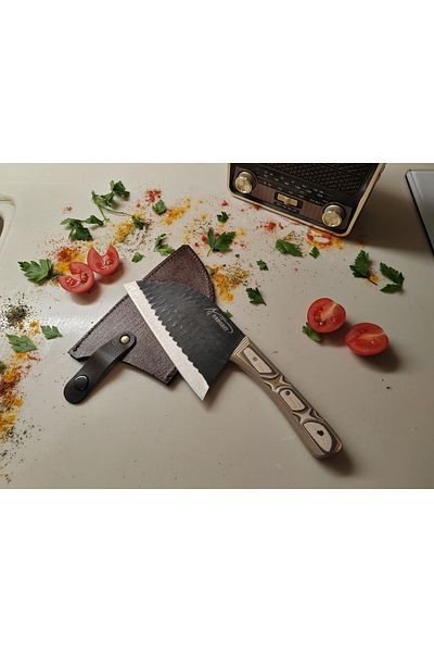 Ardabey Special Production Mikarte Handle Tattoo Handcrafted No Take Off Chef Knife