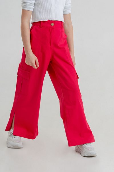 GİYİCEM TEKSTİL Girl's Slit Cargo Linen Trousers 2547