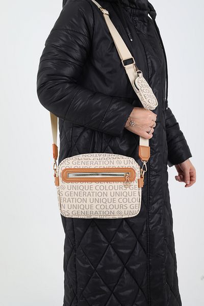 SESUME Women's Beige Stylish Designed Crossbody Bag