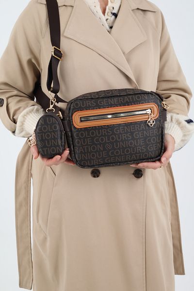 SESUME Women's Brown Stylish Designed Crossbody Bag