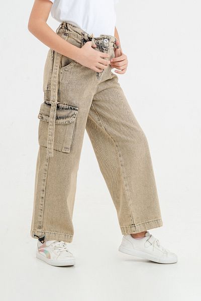 GİYİCEM TEKSTİL Girl's Side Stripe Jeans 2143