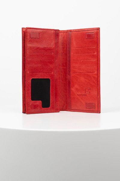 BAYDERİ Junias Genuine Leather Magnet Wallet with Phone Chamber