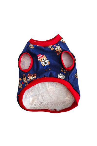atelyu Cat Dog Clothes Navy Blue Tshirt with Teddy Bear