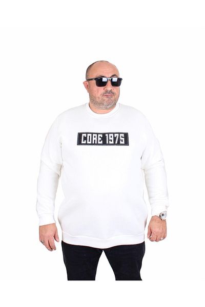 MocGrande Ανδρικό μεγάλο μέγεθος Crew Neck 3ip Sweat Core 1975 24209 Ecru