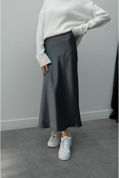 Havoş Anthracite Crepe Satin Skirt
