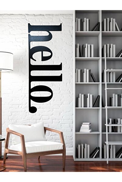 Home Hello Siyah Ahşap Duvar Yazısı Duvar Dekor Mdf