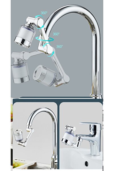 naque Filtreli Kireç Hapsedici Robotik Kol Musluk Başlığı - Mutfak Banyo Musluk Uzatma Aparatı Ucu