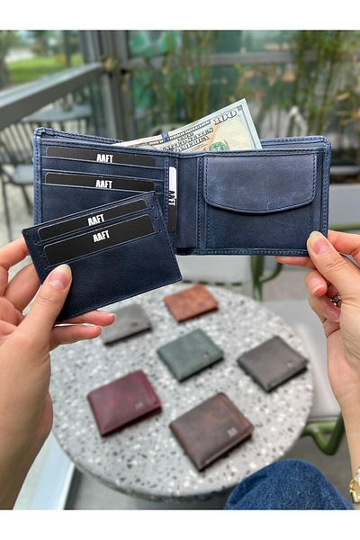 Deriza Ανδρικό πορτοφόλι από γνήσιο δέρμα Navy Blue 5750 Model