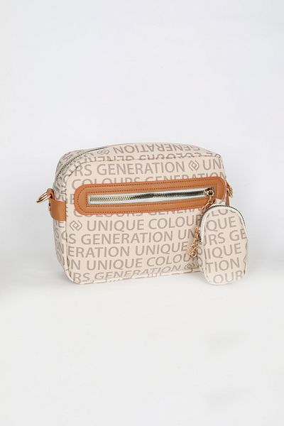 SESUME Women's Beige Stylish Designed Crossbody Bag