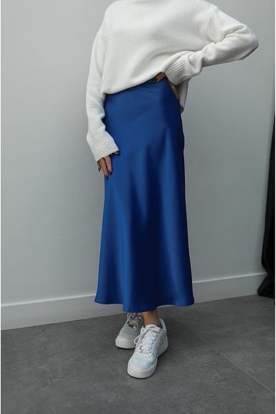 Havoş Saks Blue Crepe Σατέν Φούστα