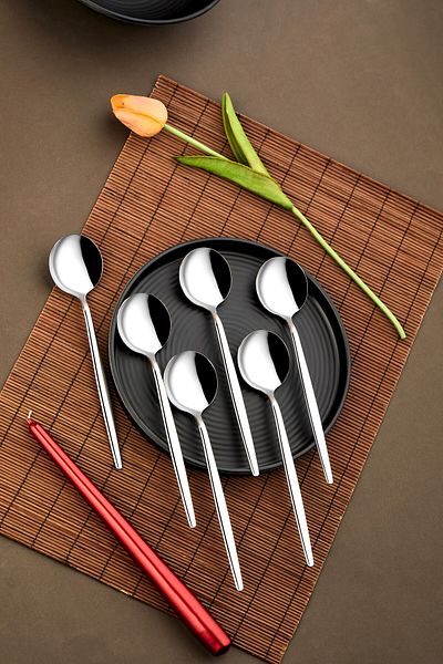 FBZhome Paris Set of 6 Stainless Steel Tablespoons - 18/10 Silver Spoons