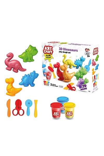 Doğan Oyuncak Dünyası 168 Gr. 3D Dinosaur Play Dough Set - Natural Play Dough Set