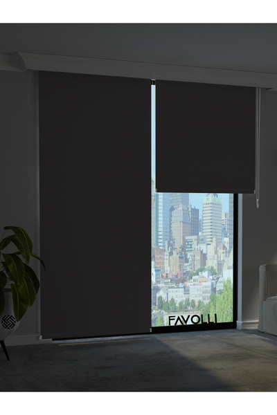 FAVOLLİ Koyu Gri Karartma Blackout Stor Perde Metal İthal Kasa Işık geçirmez