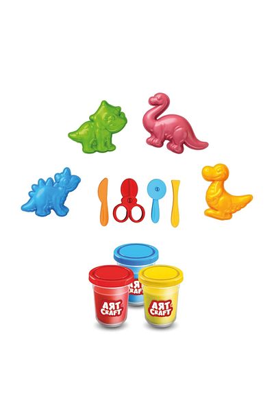 Doğan Oyuncak Dünyası 168 Gr. 3D Dinosaur Play Dough Set - Natural Play Dough Set