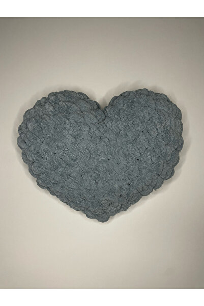 Generic Brand Hand Knitted Puffy Heart Pillow Decorative Gift 25 X 25 cm - Li...