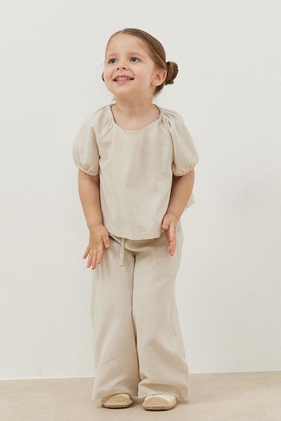 Fahhar Kids Beige Linen Suit Set