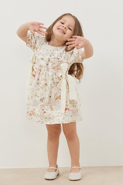 Fahhar Kids Φόρεμα με μπεζ σχέδιο με ραβδώσεις