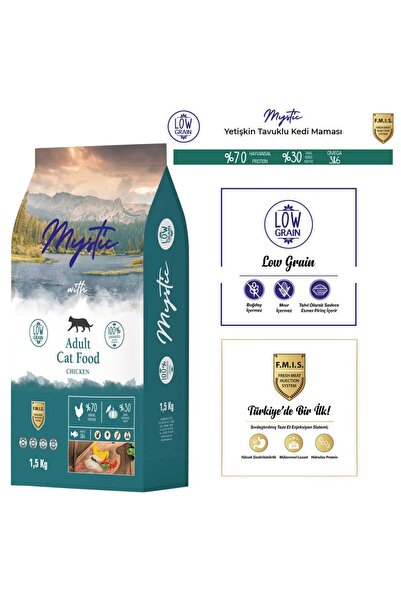 Mystic Az Tahıllı Yetişkin Kedi Maması Tavuklu 1,5 Kg