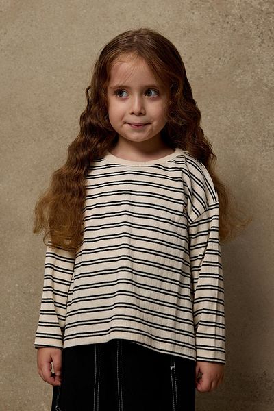 Fahhar Kids Tricou cu mânecă lungă cu dungi negre