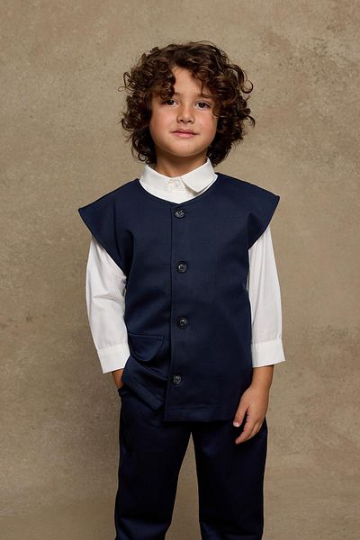 Fahhar Kids Navy Blue Baby Vest Set