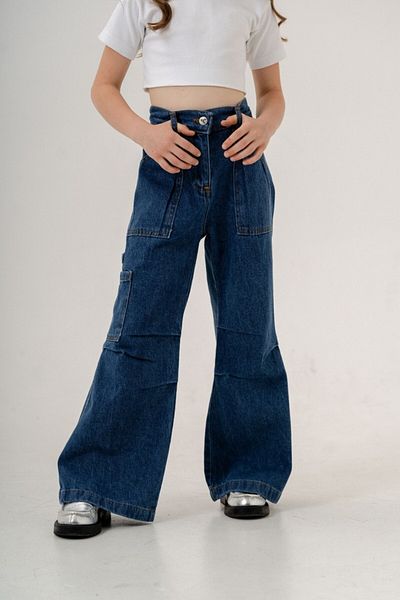 GİYİCEM Girls' Pocket Pleated Jeans