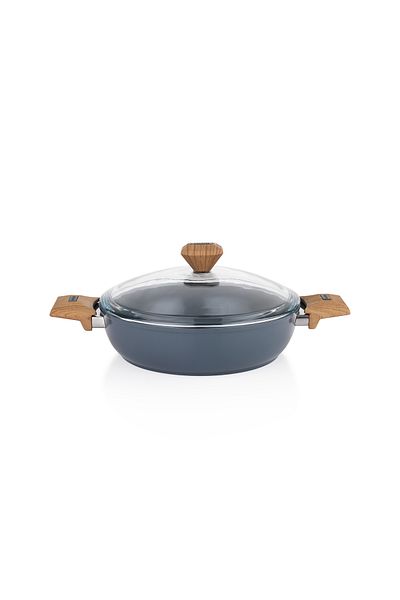 Schafer Fiesta Ceramic Flat Pot 26 Cm-Black