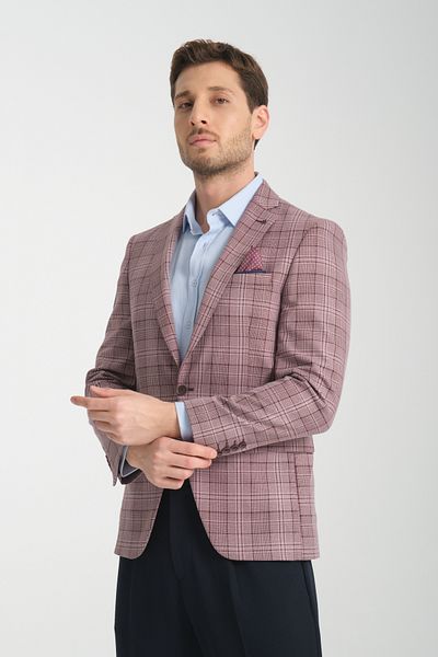 Frappoli Λεπτό καρό Slim Fit Slim Fit Ανδρικό σακάκι Blazer