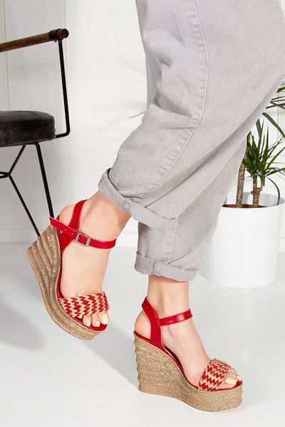 derithy Shipyard Wedge Topukku Shoes-red-abn0409