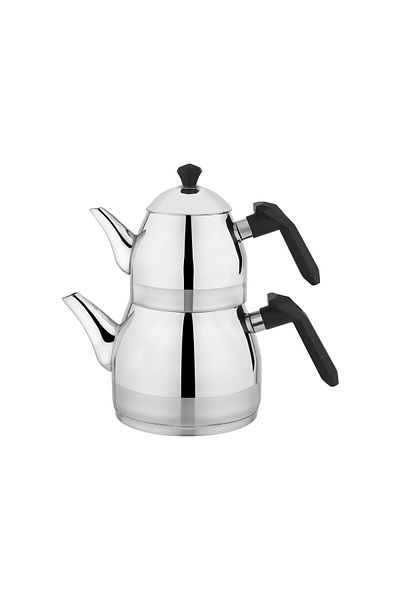 Schafer Luz Medium Size Steel Teapot Set 3 Pieces-Black
