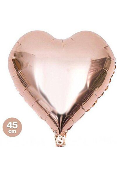 Parti Dükkanım بالون فويل على شكل قلب ذهبي وردي (45 سم)