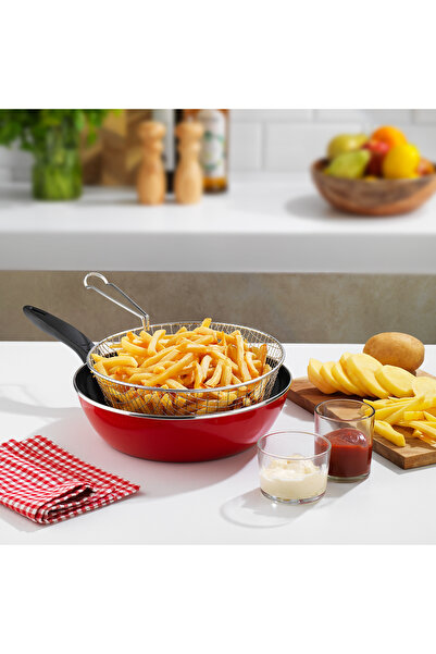 Schafer Komfort Derin Kızartma Tavası 2 Parça-Kırmızı